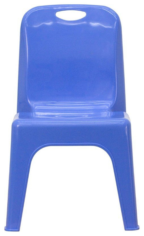 Flash Furniture 11" Plastic Stackable Handle School Chair in Blue (Set of 2)