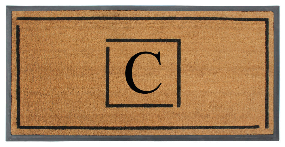 A1HC Hand-Crafted 24"x48" Rubber Coir Double-Single Monogrammed, C