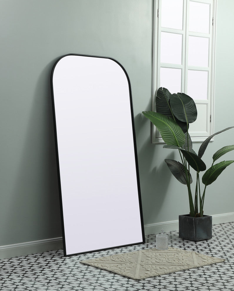 Metal Frame Arch Full Length Mirror 35X66 Inch, Black