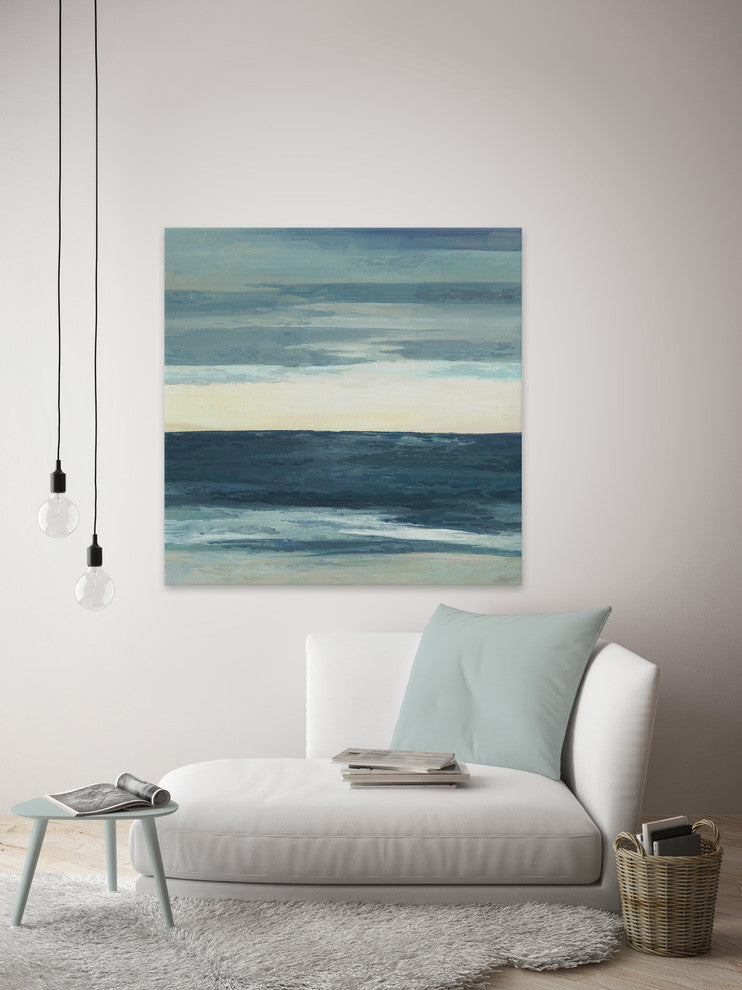 "Deep Blue Waves" Painting Print on Wrapped Canvas, 18"x18"