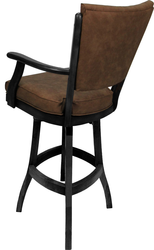 Classic Counter Bar Stools, Pecan Brown Vinyl Gray, 34"