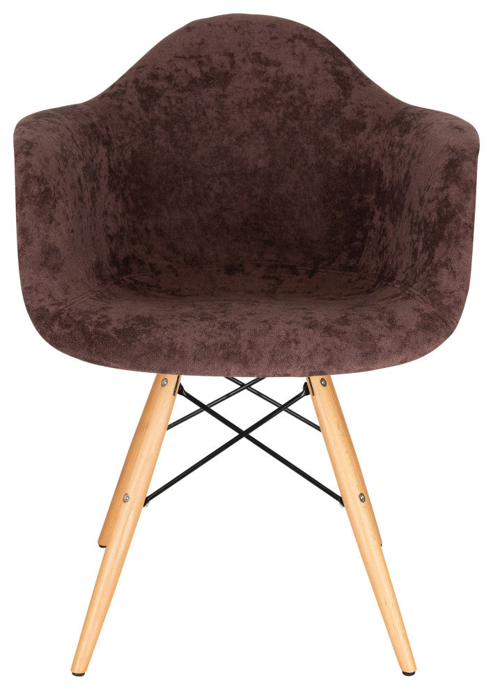 LeisureMod Willow Velvet Eiffel Wooden Base Accent Chair