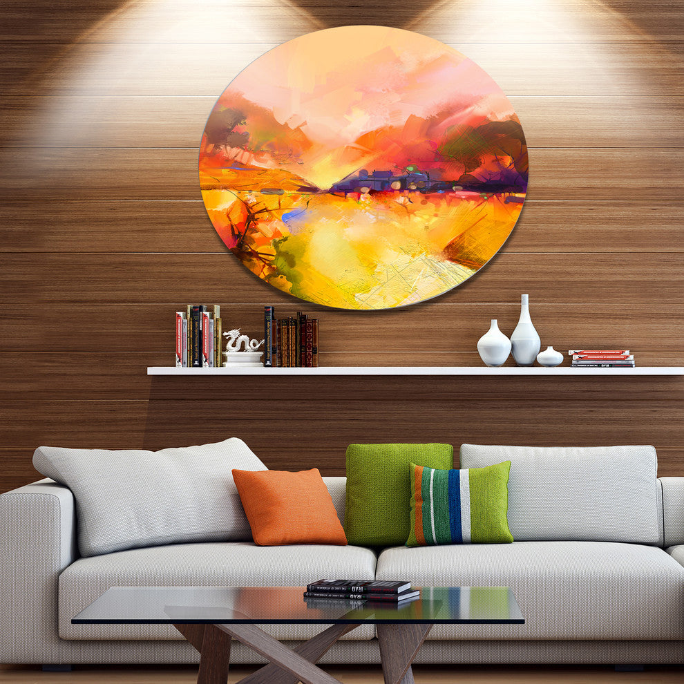Colorful Yellow Red Floral Background, Floral Disc Metal Wall Art, 11"