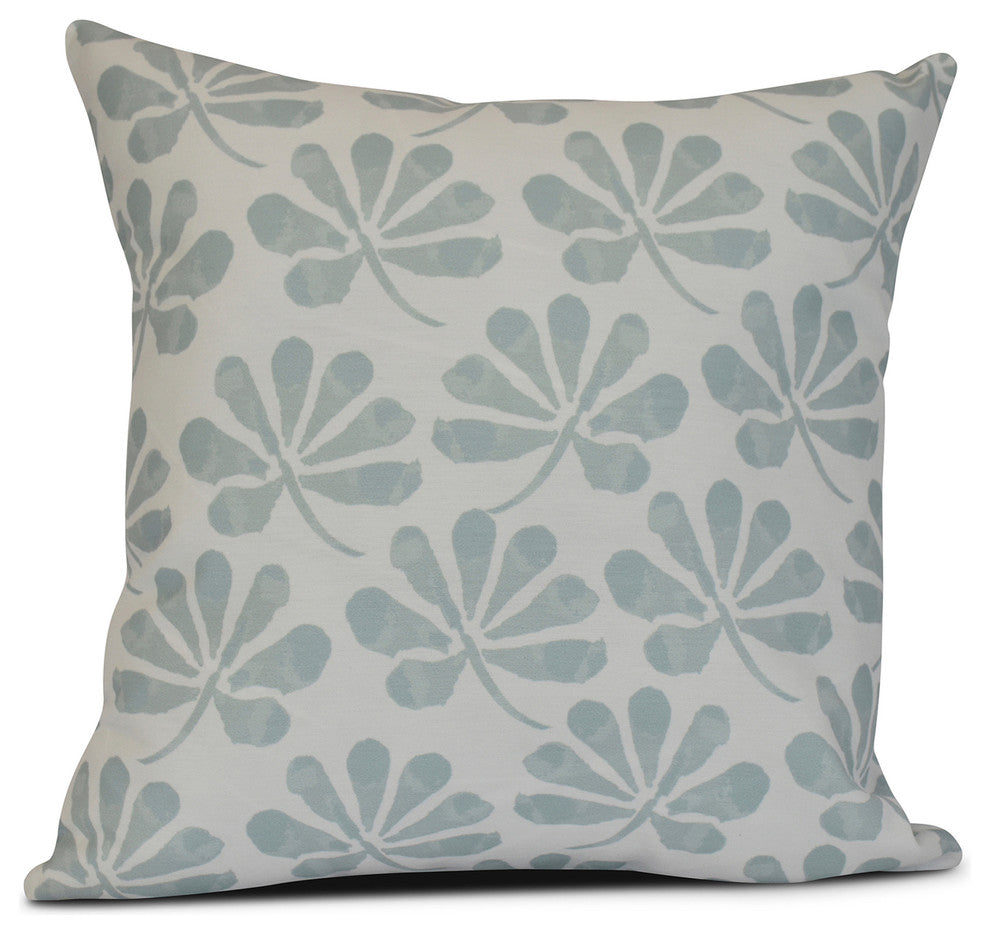26x26", Ina, Floral Print Pillow, Aqua