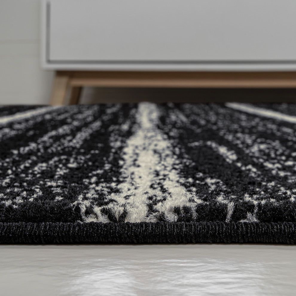 Williamsburg Minimalist Stripe Rug, Black/Cream, 4 Ft. X 6 Ft.