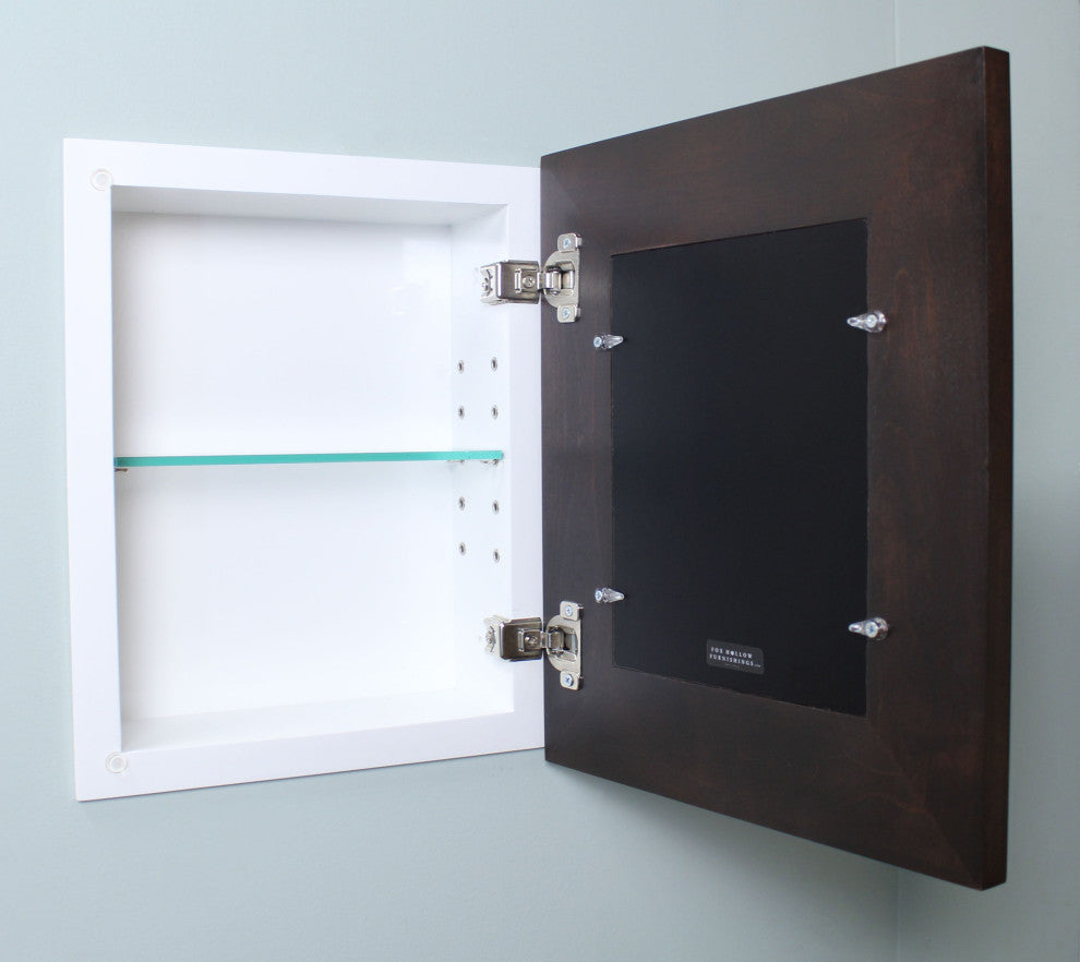 Compact Portrait 11"x14" Mirrored Medicine Cabinet by Fox Hollow Furnishings, Coffee Bean