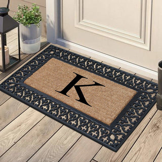 Club Border Black/Beige 18"x30" Monogrammed Doormat