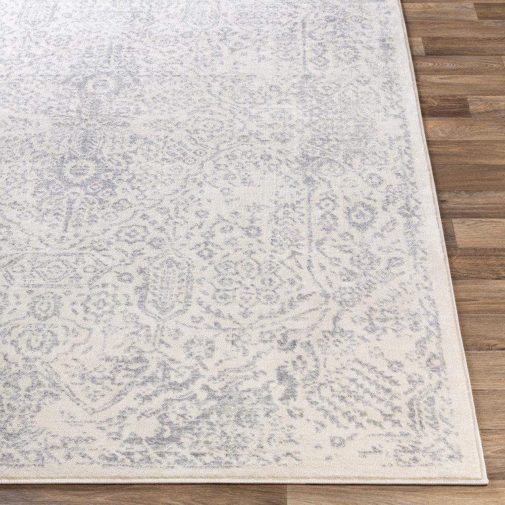 Surya Roma ROM-2314 9'x12'3" Rug, Medium Gray/Light Gray/White