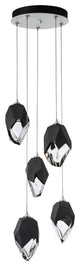 Chrysalis 5-Light Large Crystal Pendant White Finish- Long, Black Crystal