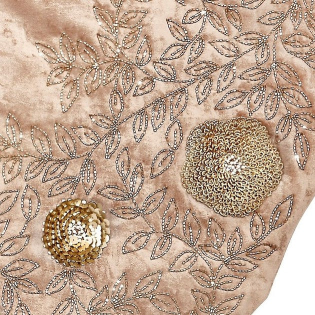 Cafe Au Lait Velvet Tree Skirt Beaded Flowers