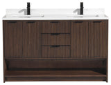 Ari Kitchen and Bath San Diego Bath Vanity, Walnut, 55", Double, Freestanding