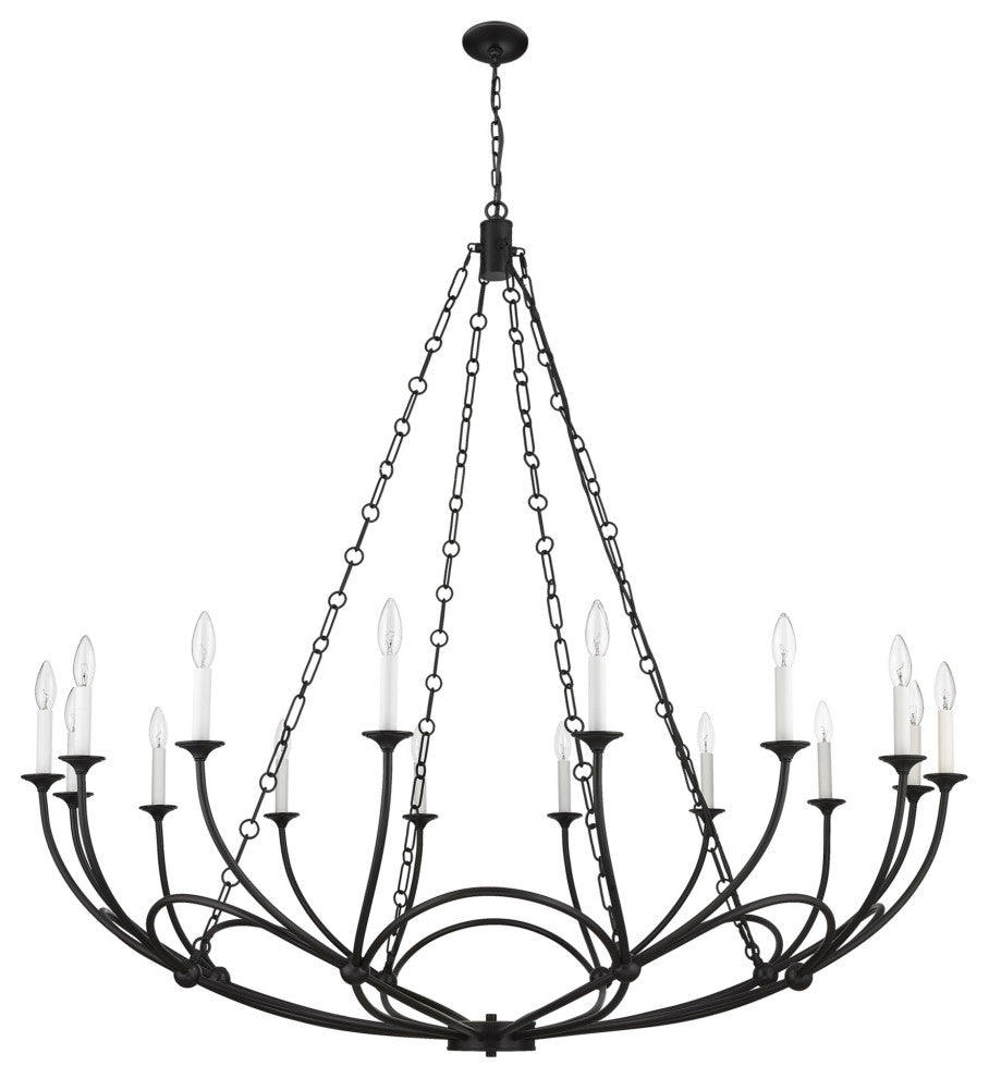 Z-Lite 3500-16 Arabella 16 Light 55"W Candle Style Chandelier - Matte Black