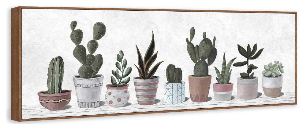 "Pastel Cactus Pots " Floater Framed Painting Print on Canvas