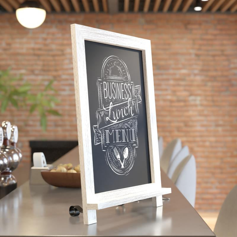 Canterbury Magnetic Chalkboard WithMetal Scrolled Legs, Hang or Countertop Board, 12" X 17" - White Wash