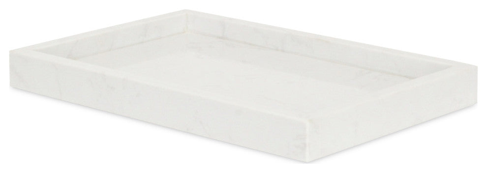 Sarrasseau White Natural Marble Tray With Raised Rim