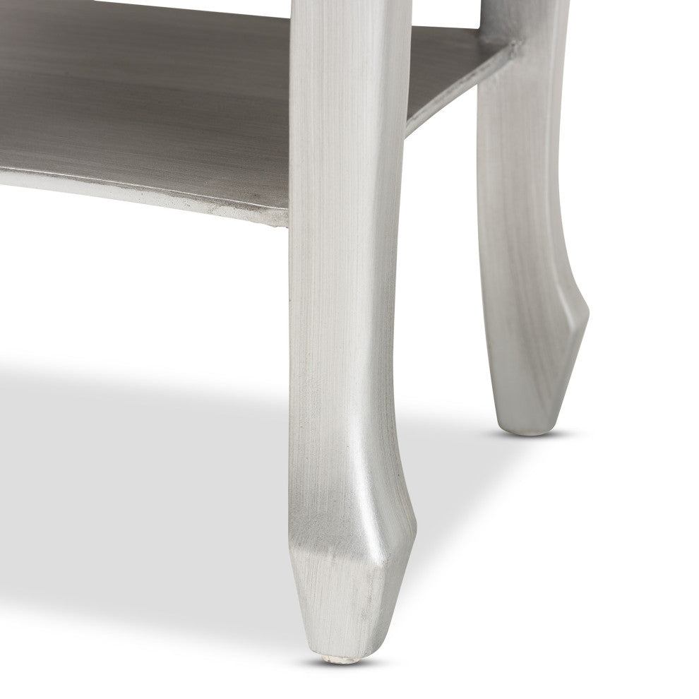 Eliya Classic and Traditional Brushed Silver Finished Wood 2-Drawer Nightstand