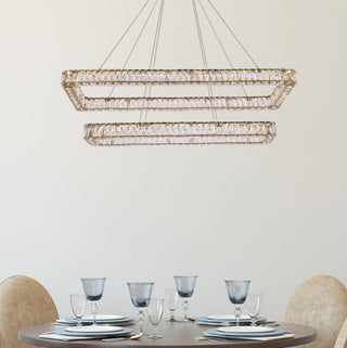 Elegant Lighting 3504G50L2 Monroe 50"W LED Crystal Linear - Black