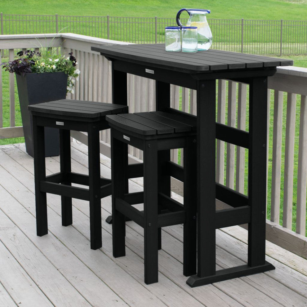 Lehigh 3 Piece Balcony Set, Black, Bar Height