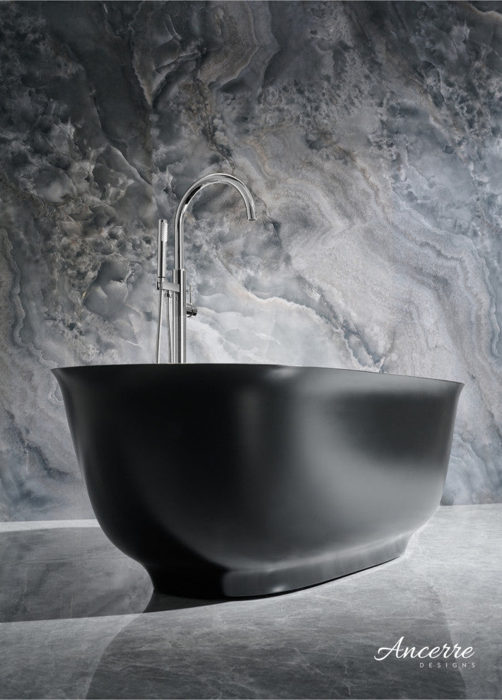 Fiore 67" Freestanding Solid Surface Bathtub, Black