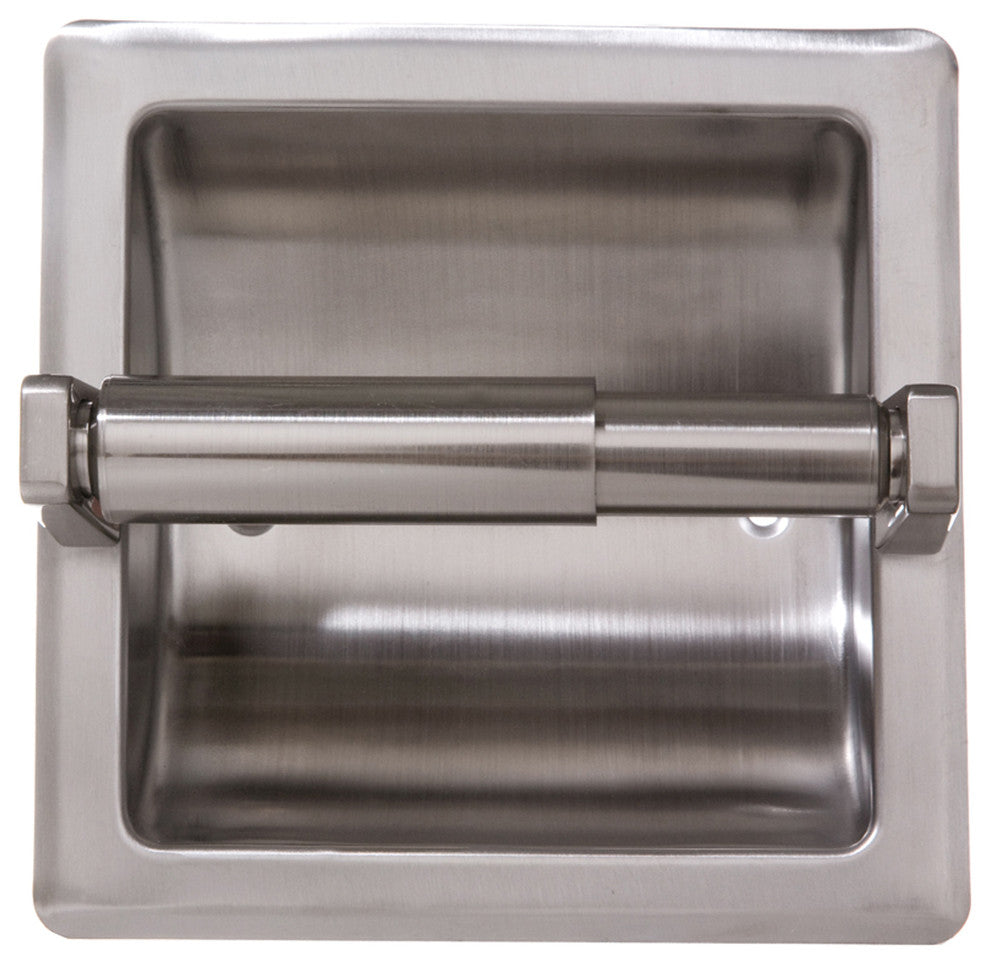 Arista Recessed Toilet Paper Holder with Galvanized Mounting Plate, Satin Nickel