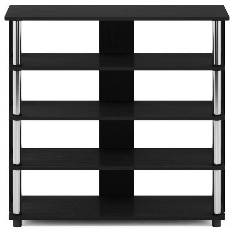 Furinno Turn-N-Tube 5 Tier Wide Shoe Rack, Americano, Stainless Steel Tubes