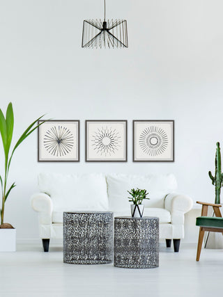 Circle Lines II Triptych, Set of 3, 18x18 Panels