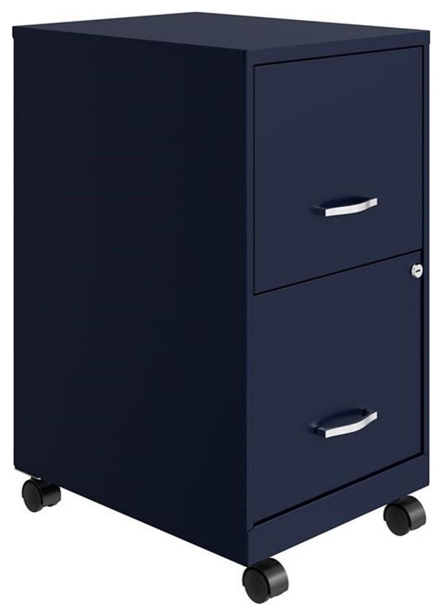 Space Solutions 18in 2 Drawer Metal Mobile Smart Vertical File Cabinet Navy