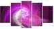 Pink Fractal Abstract Illustration, Abstract Canvas Wall Art, 60"x32", 5 Panels