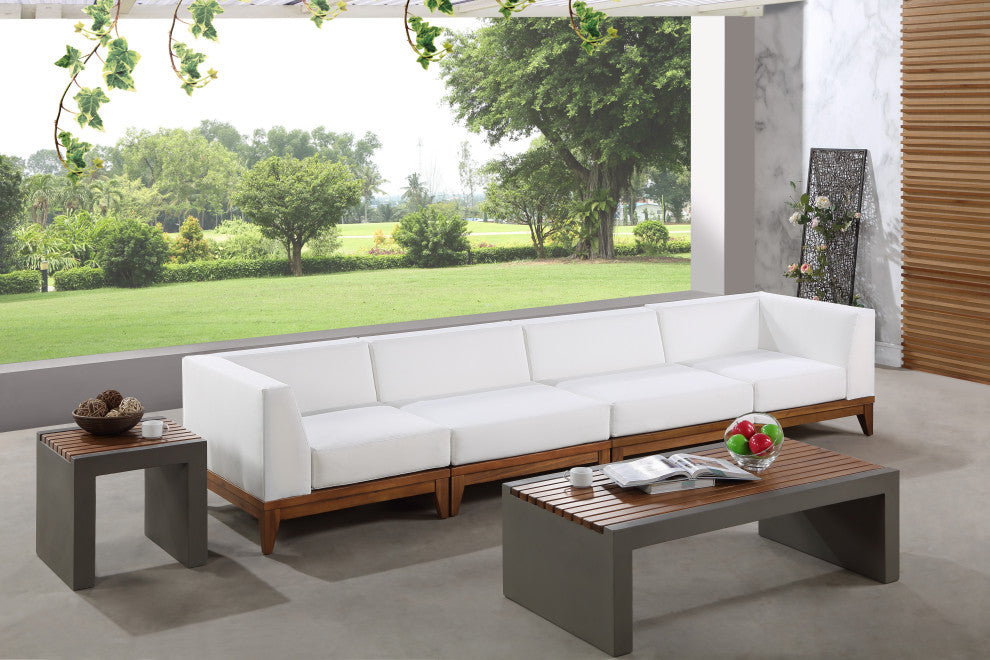 Rio Water Resistant Fabric  Patio 4-Piece Modular Sofa, Off White
