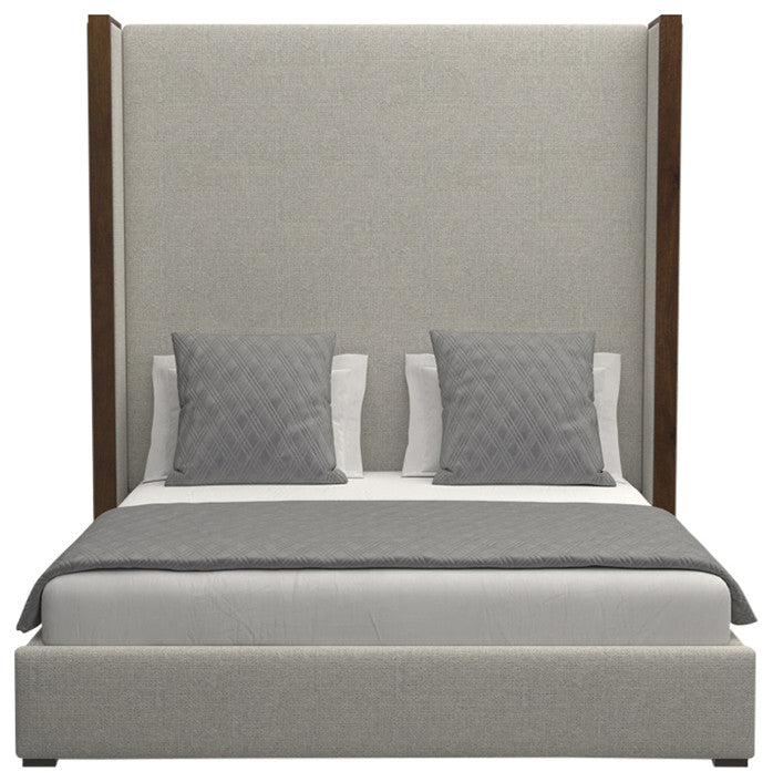 Nativa Interiors Irenne Plain Bed, Grey, Queen, High Headboard