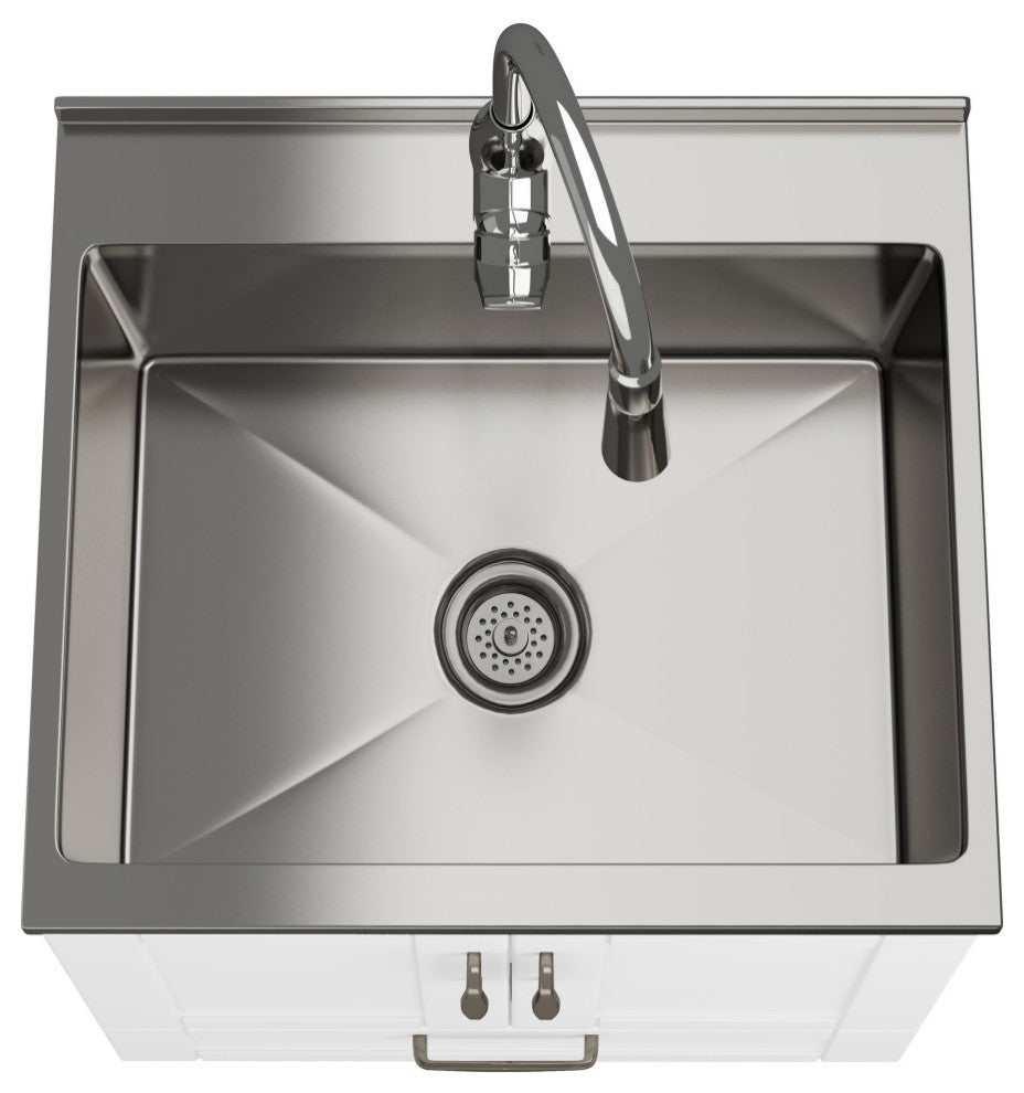 Reed Transitional28"Laundry Cabinet With Pullout Faucet, White, 24"