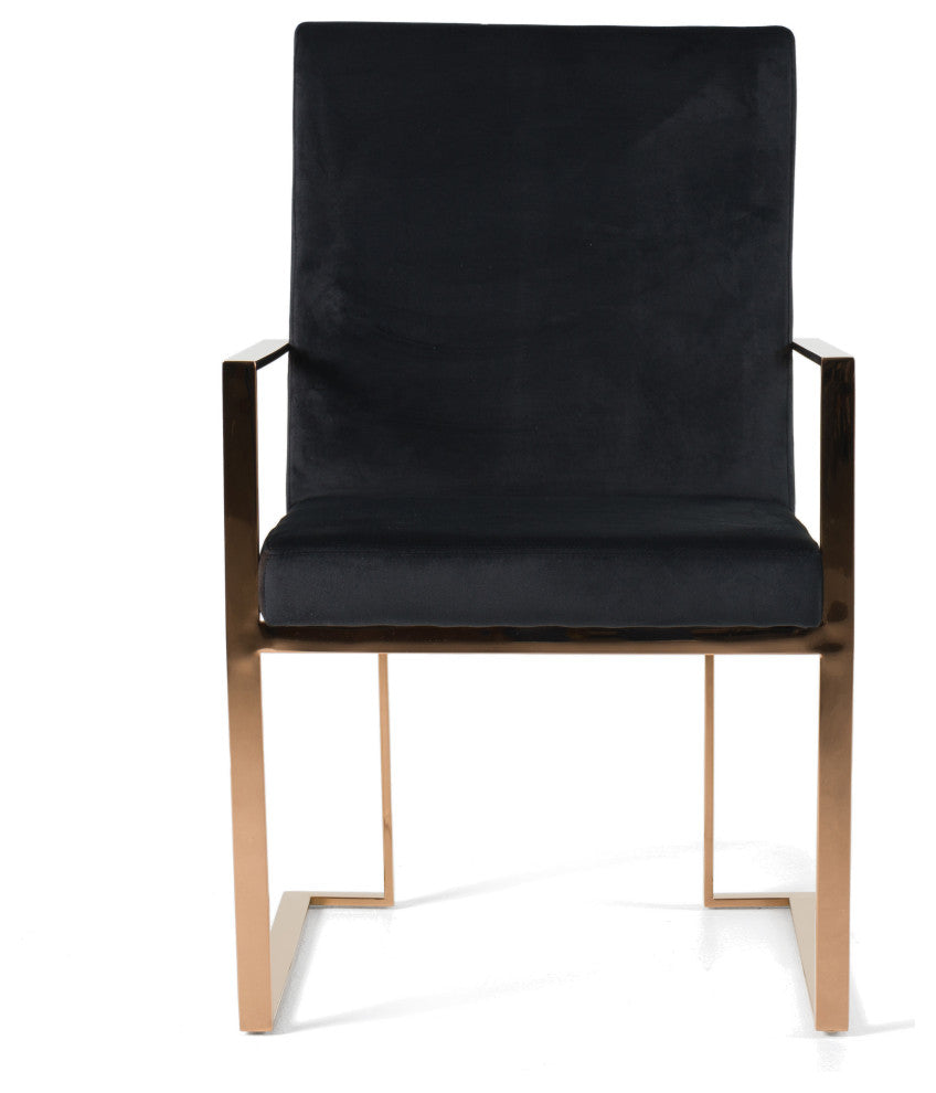 Modrest Trea Modern Black Velvet and Rosegold Dining Chair