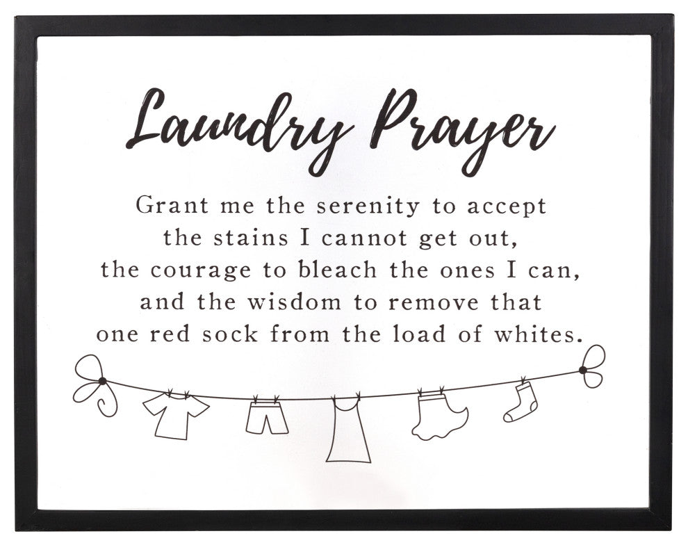 HomeRoots Black And White Laundry Prayer Wall Art