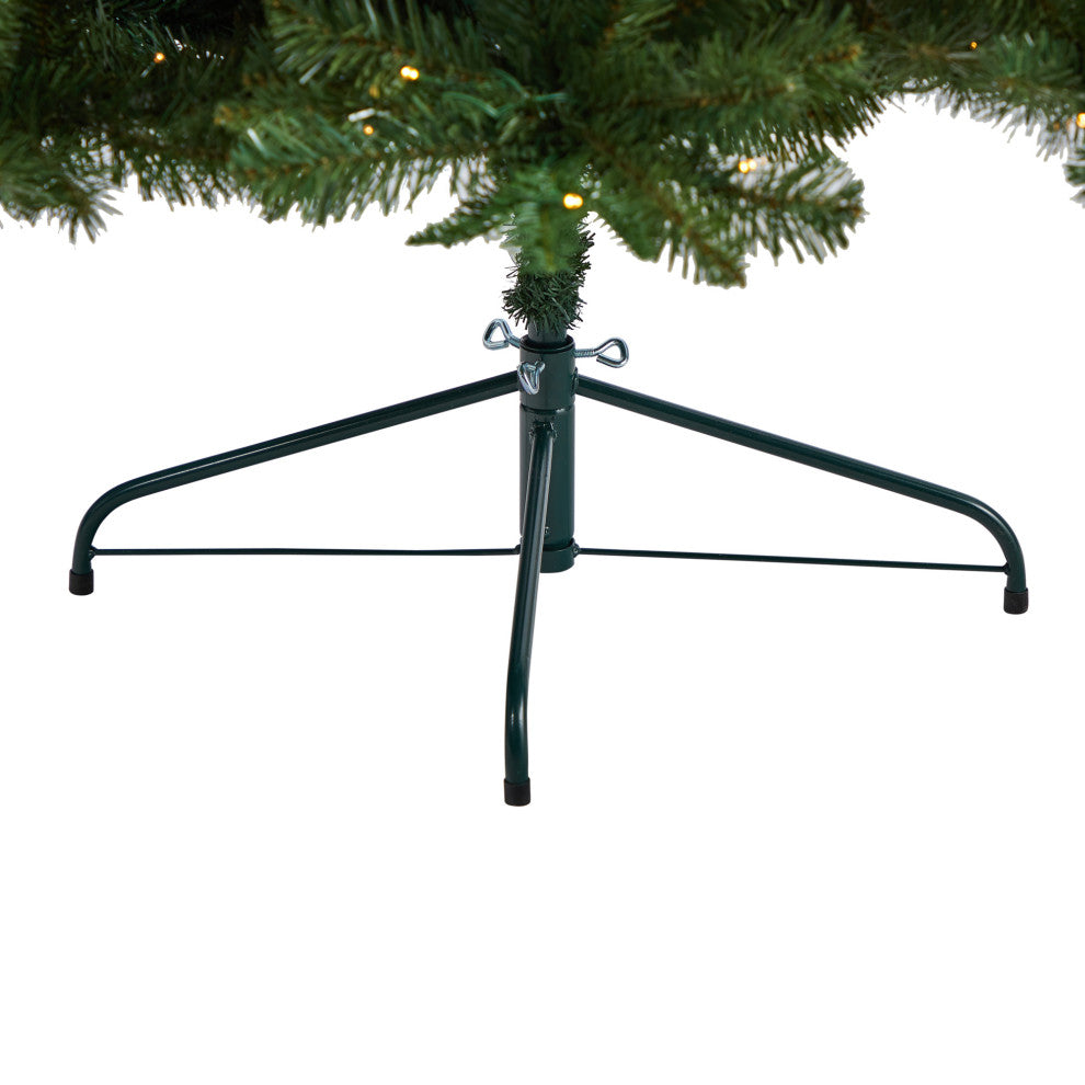 8' Grand Teton Spruce Flat Back Artificial Christmas Tree With 280 LED Lights