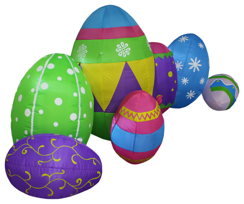 Long Easter Inflatable 7 Easter Eggs, 8'