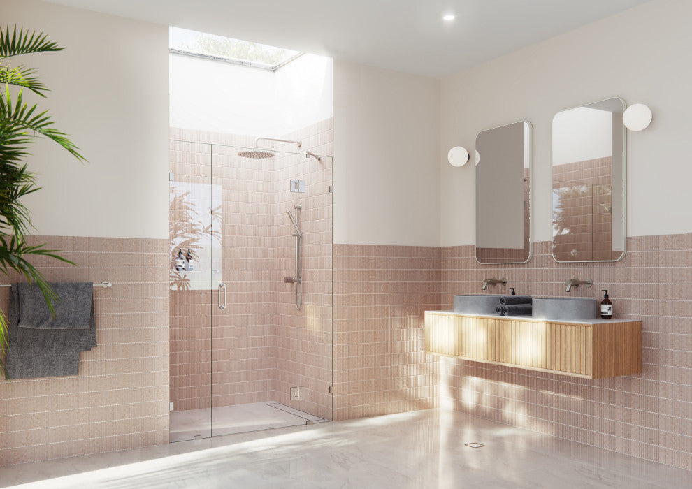 Glass Warehouse 78"x51" Frameless 3 Panel Inline Shower Door, Brushed Nickel