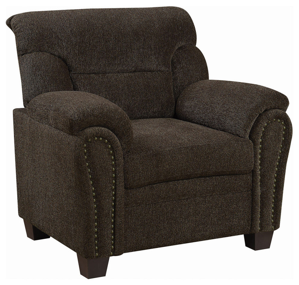 Upholstered Chair With Nailhead Trim, Brown