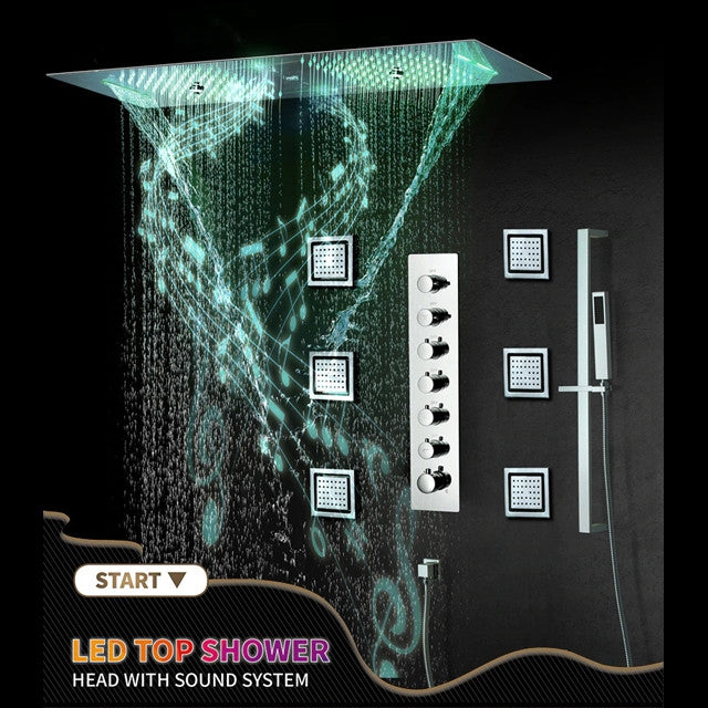 Remote Controlled Led Large Musical Shower System, Style D - Remote Control Ligh
