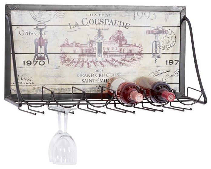 Black Metal Vintage Wall Wine Rack