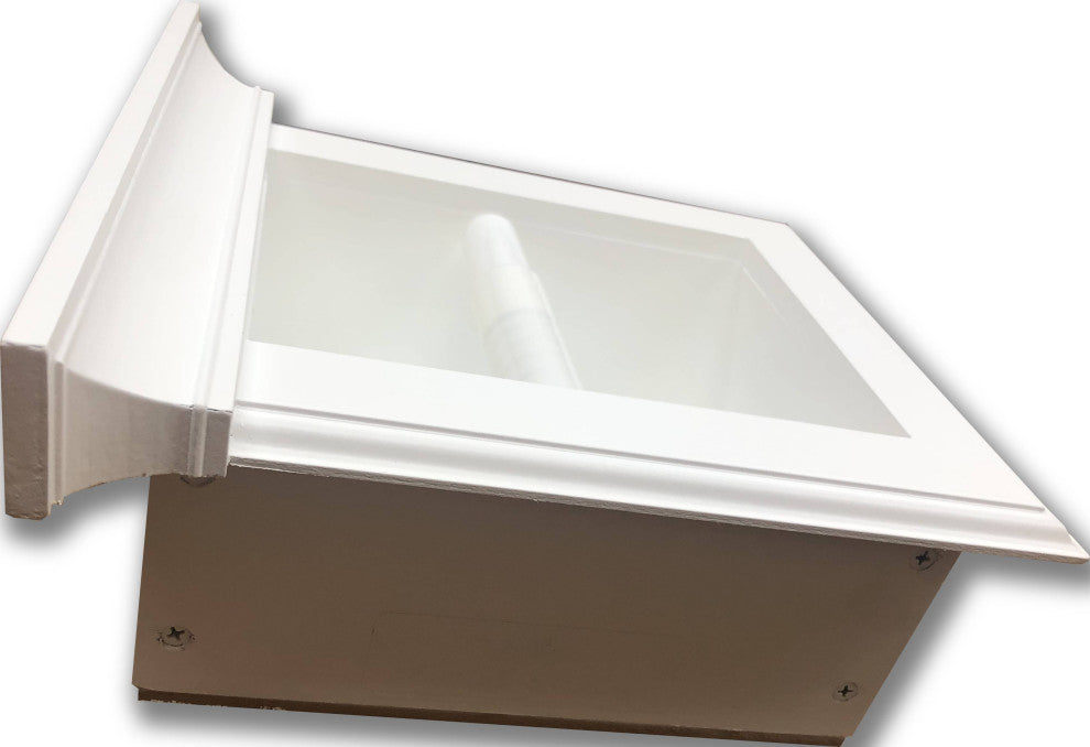 Tampa Recessed Solid Wood Toilet Paper Holder 7 x 8.5, White Enamel