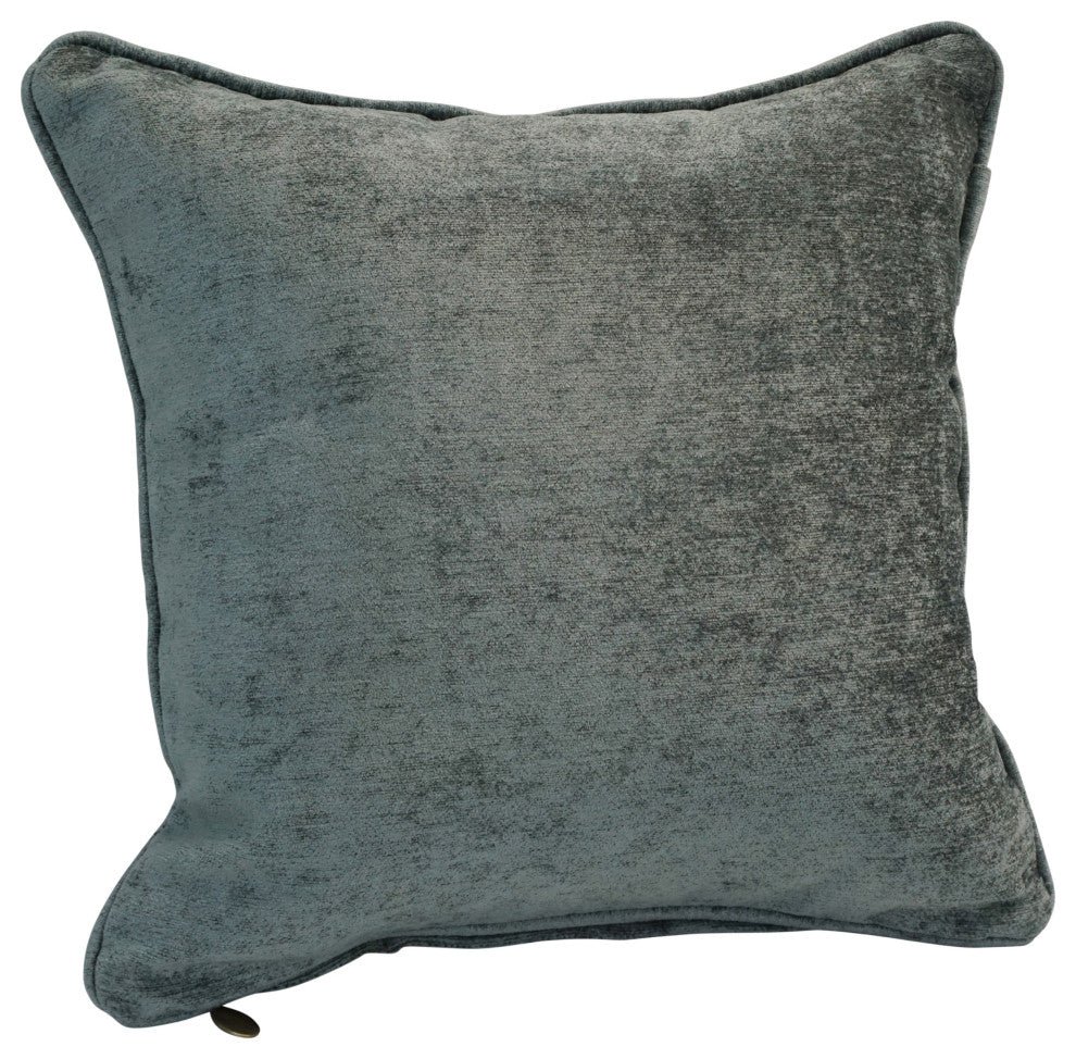 18" Double-Corded Patterned Jacquard Chenille Square Throw Pillow, Gray Solid