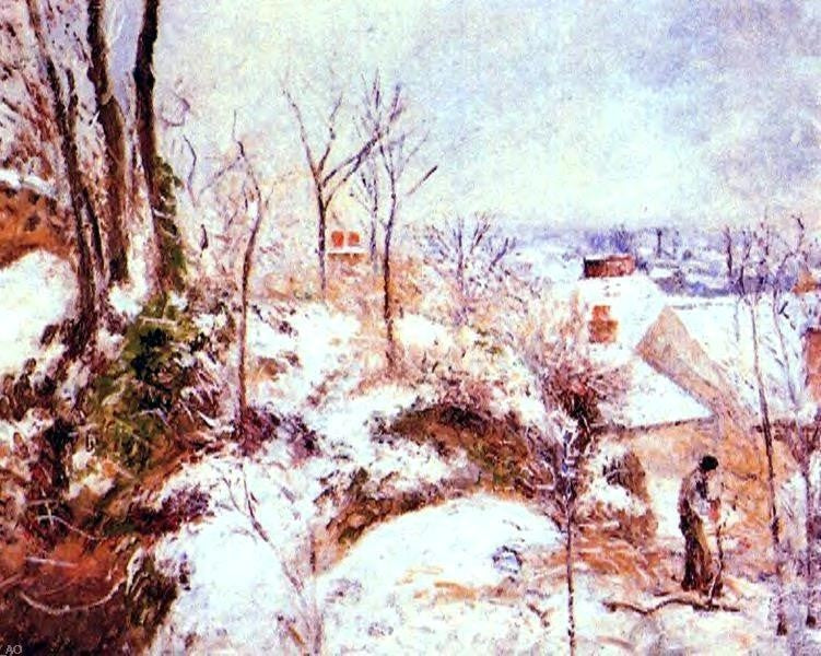 Camille Pissarro A Cottage in the Snow, Gallery Wrapped Canvas Print, 20"x25"