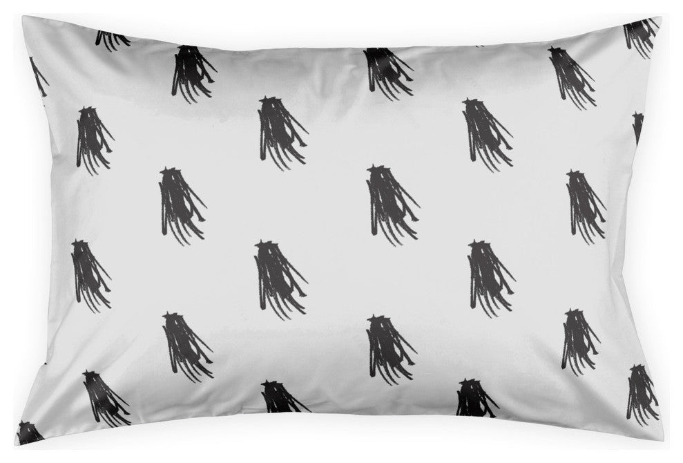 Black and White Tassel Print King Pillow Sham