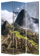 48" X 72" Multi Color Wood Canvas Machu Picchu  Screen