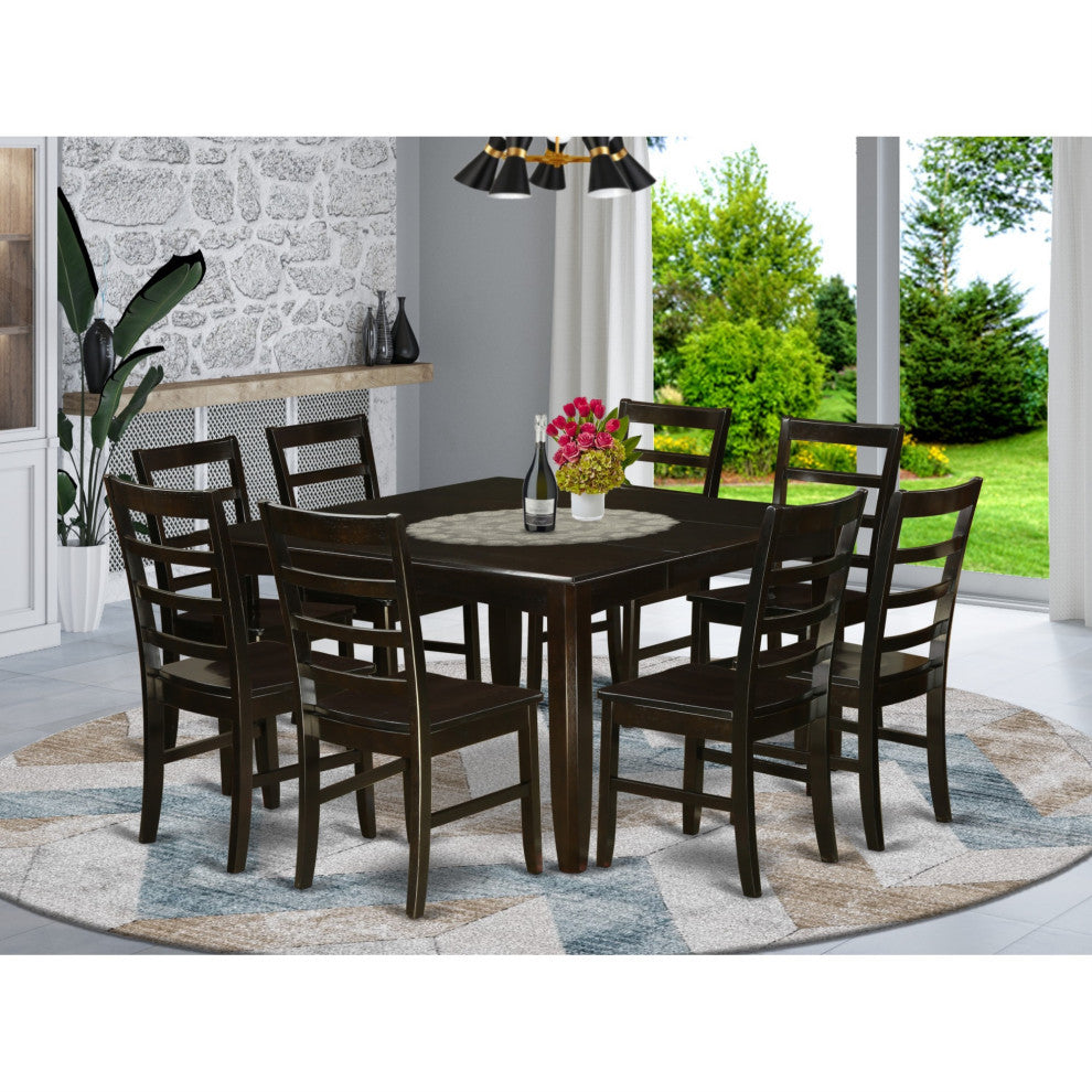 Parf9-Cap-W 9, Piece Kitchen Table Set-Square 54" Gathering Table and 8 Stools