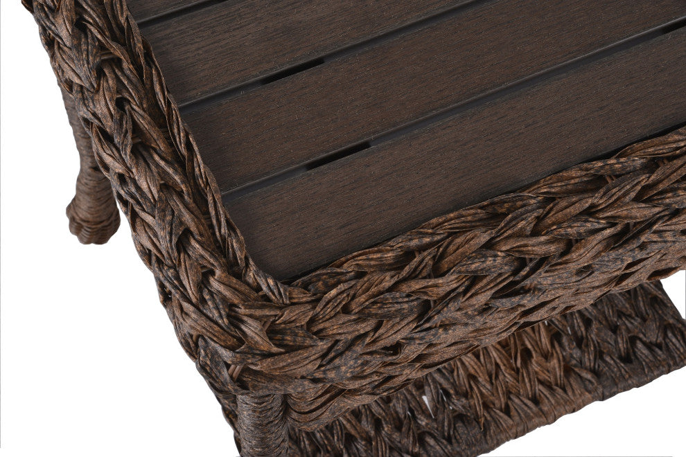 Outdoor Faux Sea Grass Garden Patio Furniture 4-Piece Set With Table