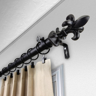 Silas 1" Diameter Curtain Rod, Black, 160-240"