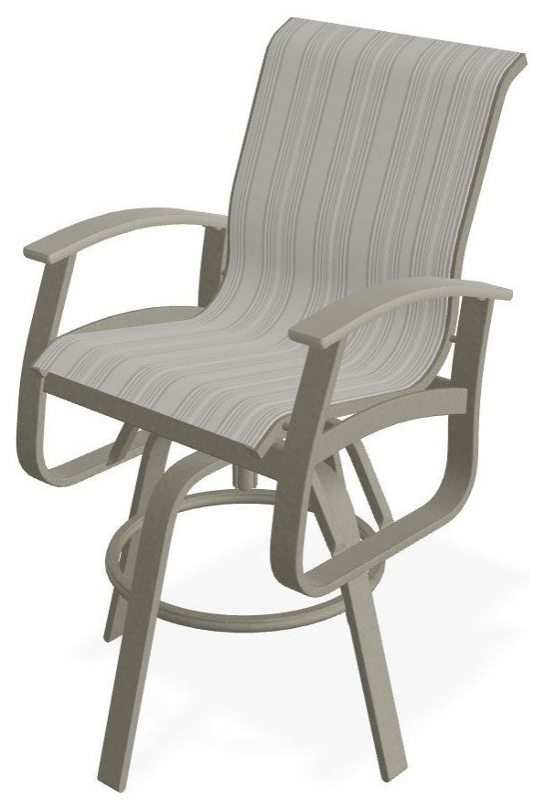 Belle Isle Sling Bar Height Outdoor Swivel Armchair, Harbor/Storm