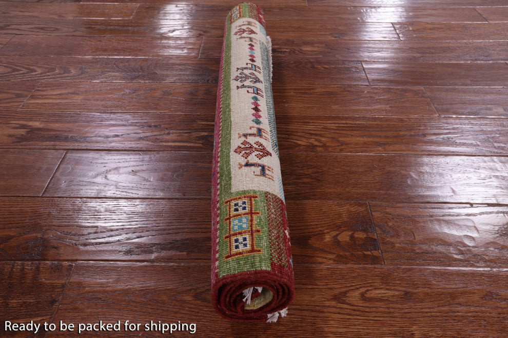 Persian Gabbeh Tribal Hand-Knotted Rug 2' 9" X 4' 0" Q10136