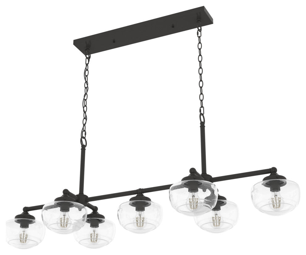Saddle Creek Noble Bronze, Clear Glass 7-Light Linear Chandelier